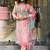 Light pink embroidery work natural crap  stitched straight pant style salwar suit