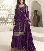 Purple Viscose Gota Patti Embroidered EID Pakistani Salwar Kameez