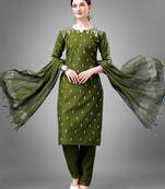 Mahendi embroidery & sequence work cotton blend straight kurti