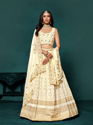 Designer White Sequins Embroidered Lehenga Choli With Dupatta  2