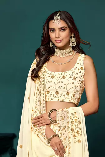 Designer White Sequins Embroidered Lehenga Choli With Dupatta 