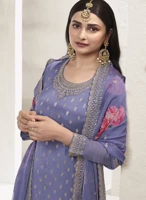 Lavender chinon embroidered designer sharara suit 2
