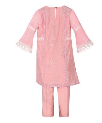 Rose pink  chanderi silk  kurta set 2