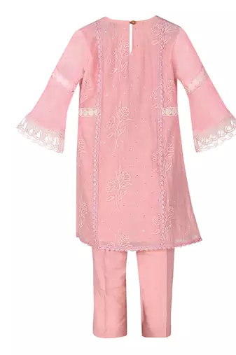 Rose pink  chanderi silk  kurta set