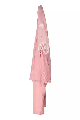 Rose pink  chanderi silk  kurta set
