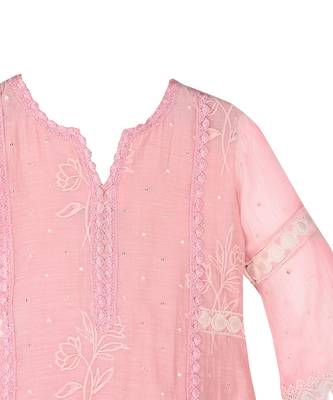 Rose pink  chanderi silk  kurta set 4