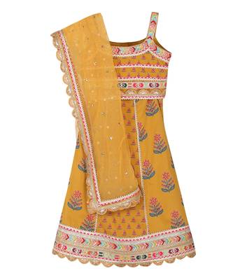 Yellow  block print lehenga set 1
