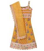 Yellow  block print lehenga set