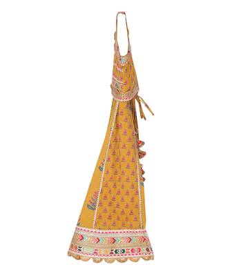 Yellow  block print lehenga set 3