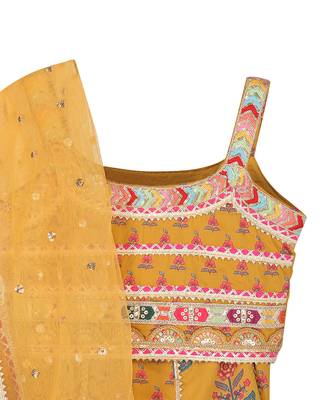 Yellow  block print lehenga set 4