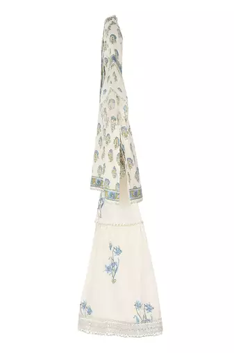 Off white cotton block printed silver sharara set