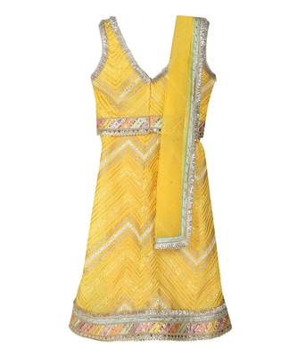 Light yellow  cotton silver lehenga set 1