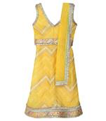 Light yellow  cotton silver lehenga set