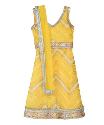 Light yellow  cotton silver lehenga set 2