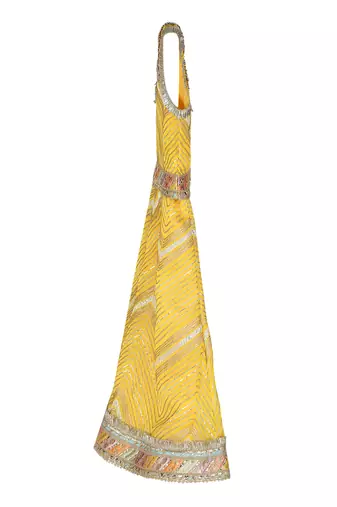 Light yellow  cotton silver lehenga set