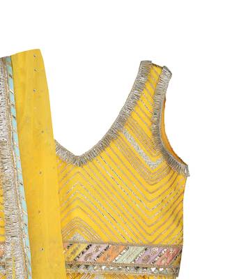Light yellow  cotton silver lehenga set 4