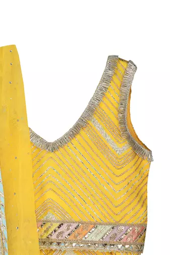 Light yellow  cotton silver lehenga set