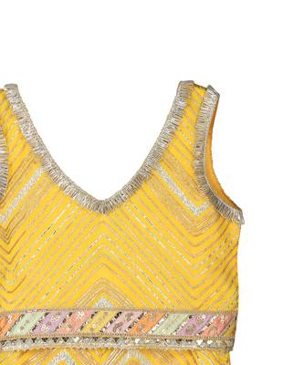 Light yellow  cotton silver lehenga set 5