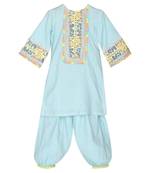 Light blue cotton silver kurta set