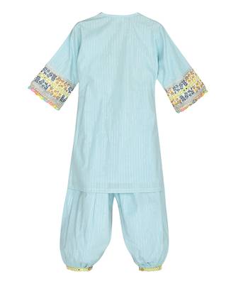 Light blue cotton silver kurta set 2
