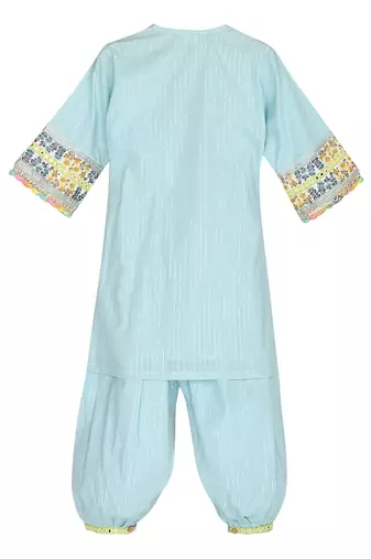 Light blue cotton silver kurta set