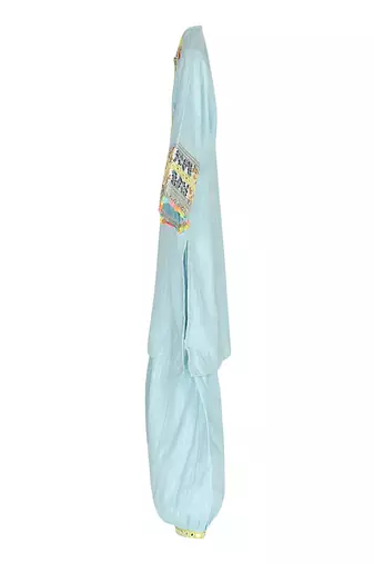 Light blue cotton silver kurta set