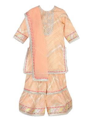 Peach  chinon kurta sharara set 1