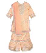 Peach  chinon kurta sharara set
