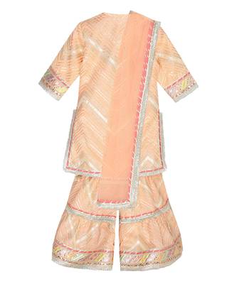 Peach  chinon kurta sharara set 2