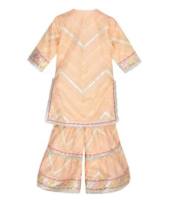 Peach  chinon kurta sharara set 3