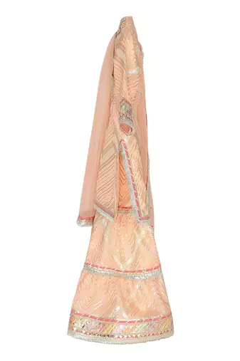 Peach  chinon kurta sharara set