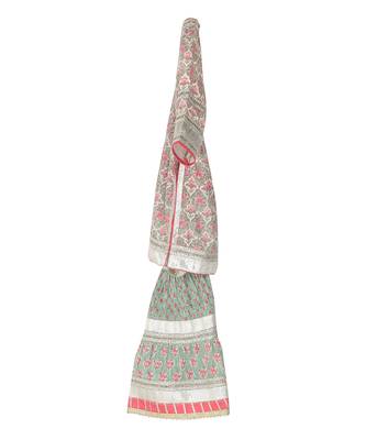 Green silver lurex cotton printed sharara set 3