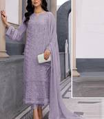 Light purple georgette salwar suit with dupatta