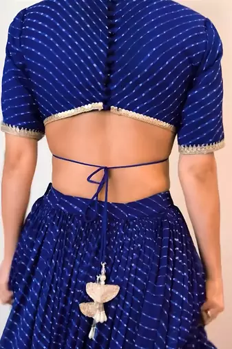Ink Blue Georgette Sequin Embroidered Wedding Lehenga Choli