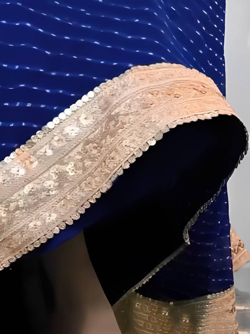 Ink Blue Georgette Sequin Embroidered Wedding Lehenga Choli