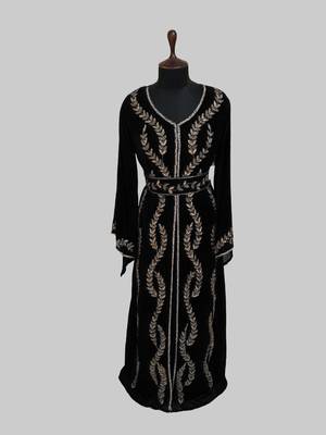 Black color Full Sleeves Handmade Moroccan Kaftan 1