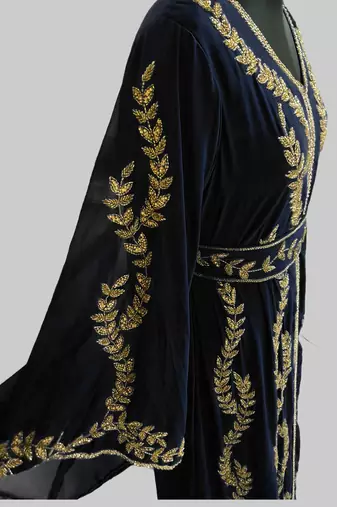Black color Full Sleeves Handmade Moroccan Kaftan