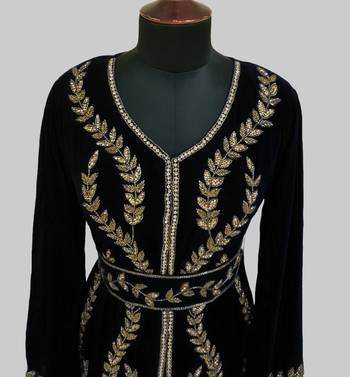Black color Full Sleeves Handmade Moroccan Kaftan 4