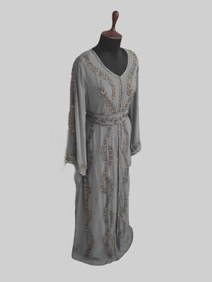 Grey color Full Sleeves Handmade Moroccan Kaftan  4
