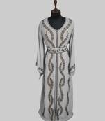 White color luxurious Full Sleeves Handmade Moroccan Kaftan.