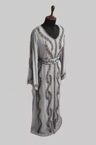 White color Full Sleeves Handmade Moroccan Kaftan