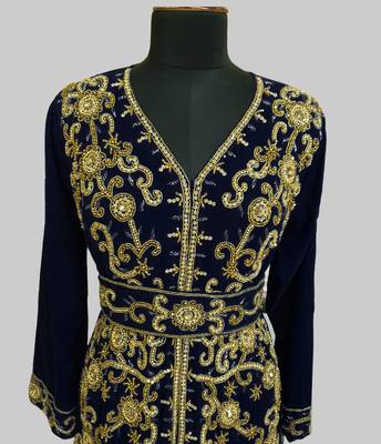 Black color Full Sleeves Handmade Moroccan Kaftan 2