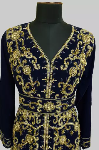 Black color Full Sleeves Handmade Moroccan Kaftan