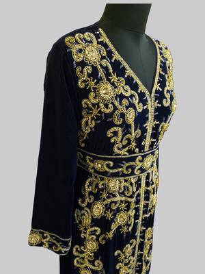 Black color Full Sleeves Handmade Moroccan Kaftan 3