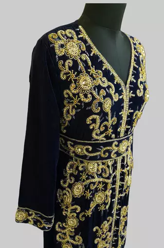 Black color Full Sleeves Handmade Moroccan Kaftan