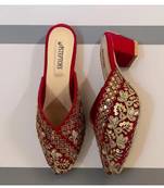 Women's designer indian wedding season & ethnic season wear footwear/ juttis/ sandals-red