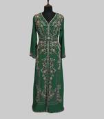 Dark Green color luxurious Full Sleeves Handmade Moroccan Kaftan .