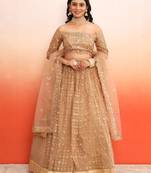 Beige Gold Off-Shoulder Lehenga Choli for Women