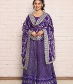 Elegant Purple Georgette Embroidered Lehenga Choli with Dupatta(Set of 3)