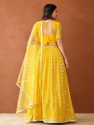 Yellow Georgette Sequin Embroidered Lehenga 2